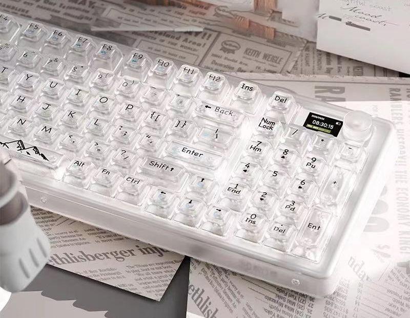 クリスタル調メカニカルキーボード|Bluetooth/有線/2.4G接続・99キー防衝突・RGB・Mac/Windows/iOS/Android対応 - BicMart