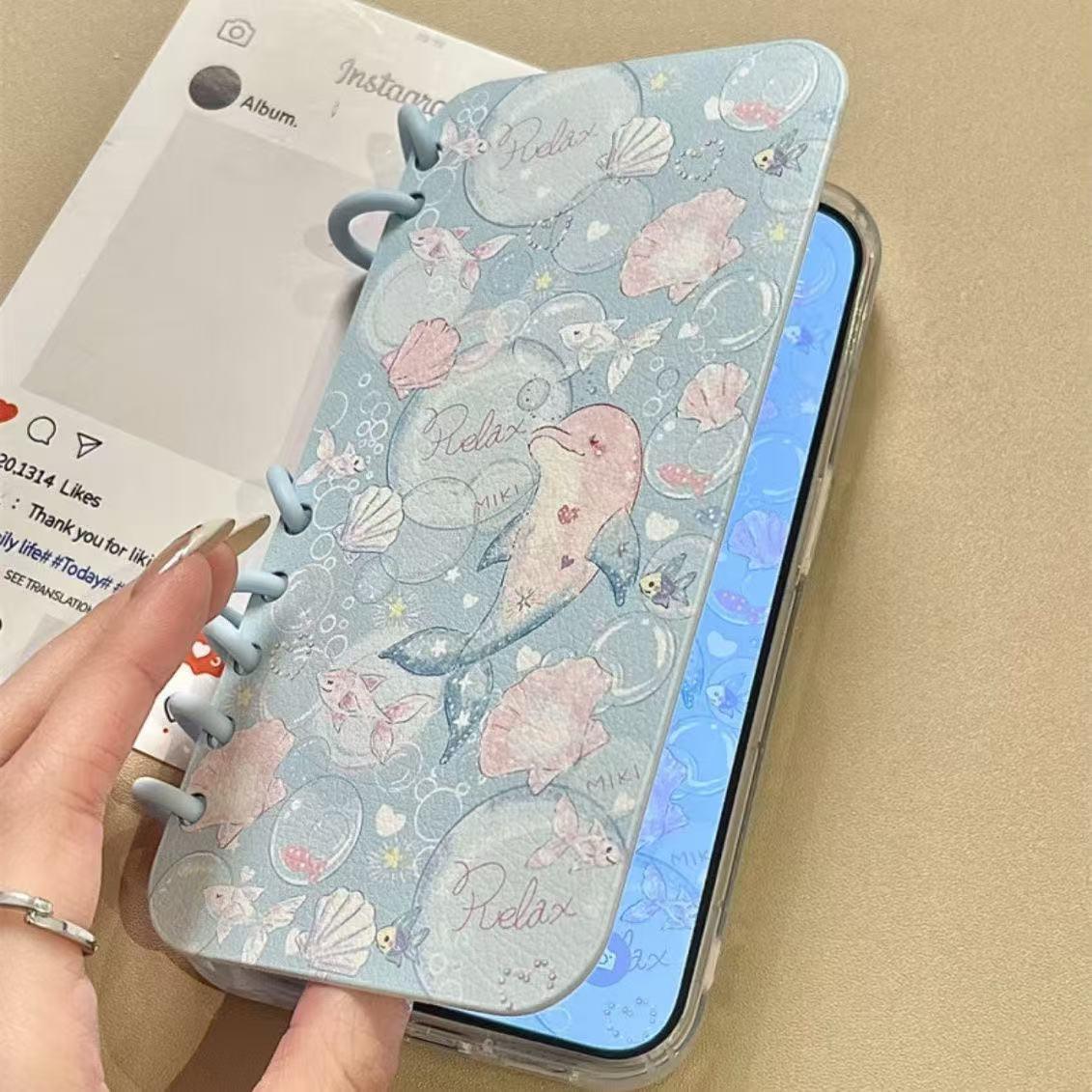 本型スマホケース 可愛いテーマ 手帳型スマホケース キャラクターの柔らかい 折りたたみ式 ノート型 スマホケース  iPhone に対応