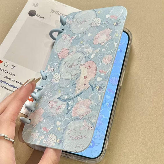 本型スマホケース 可愛いテーマ 手帳型スマホケース キャラクターの柔らかい 折りたたみ式 ノート型 スマホケース  iPhone に対応