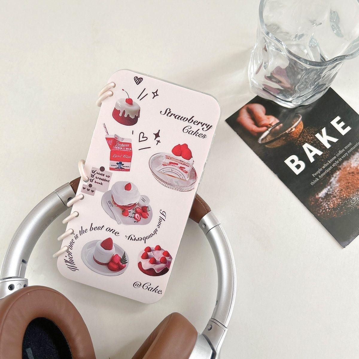 本型スマホケース ケーキテーマ 手帳型スマホケース キャラクターの柔らかい 折りたたみ式 ノート型 スマホケース  iPhone に対応