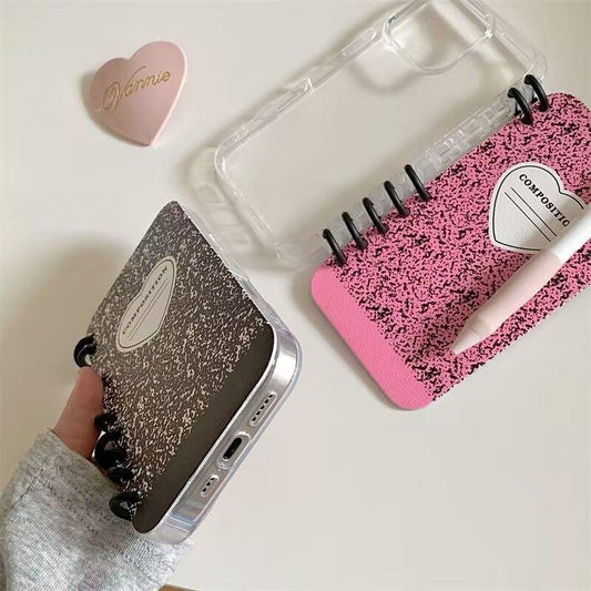 本型スマホケース ハートテーマ 手帳型スマホケース キャラクターの柔らかい 折りたたみ式 ノート型 スマホケース  iPhone に対応