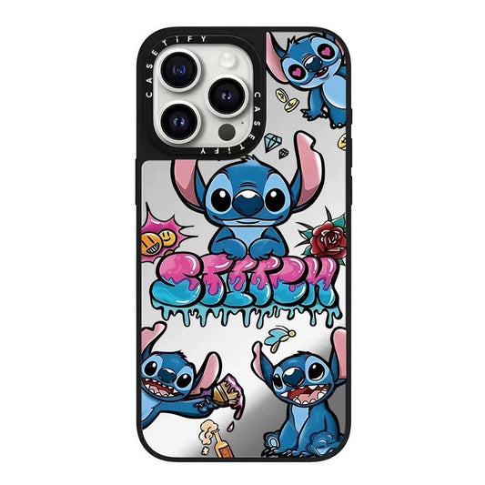 スマホケース  元気いっぱいのスティッチテーマ  耐衝撃・防振性能に優れ、高級感あふれるスマホケースで、iPhone に対応