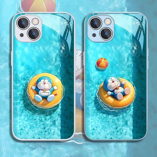 スマホケース  夏のドラえもんテーマ、  耐衝撃・防振性能に優れ、高級感あふれるスマホケースで、iPhone に対応