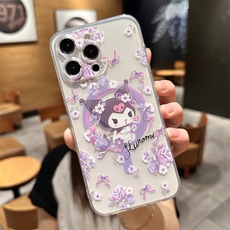 スマホケース 人気キャラ「クロミ」と「メロディ」がダブル登場!マグネットスマホケース 耐衝撃・防振性能に優れ、高級感あふれるスマホケースで、iPhone に対応