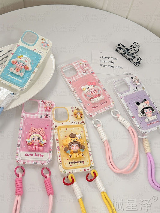 スマホケース  ぬいぐるみ風ハローキティテーマ、  耐衝撃・防振性能に優れ、高級感あふれるスマホケースで、iPhone に対応