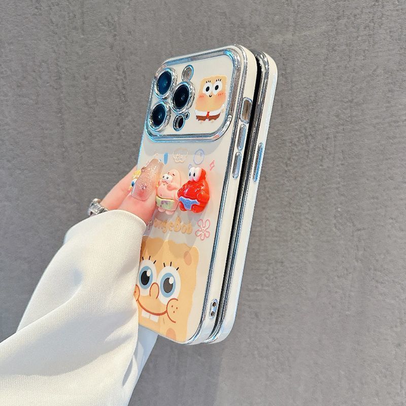 スマホケース  立体でぬいぐるみ風のスパンキング・グレイドとパトリックが登場!  耐衝撃・防振性能に優れ、高級感あふれるスマホケースで、iPhone に対応