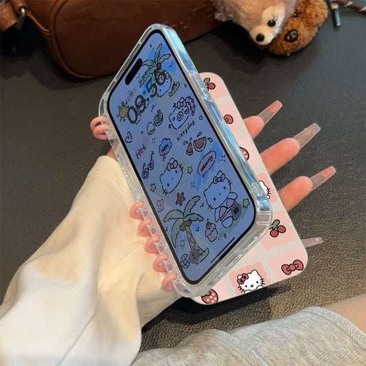 本型スマホケース ハローキティ テーマ 手帳型スマホケース  少女感溢れる可愛いキャラクター折りたたみ式ケース! iPhone に対応