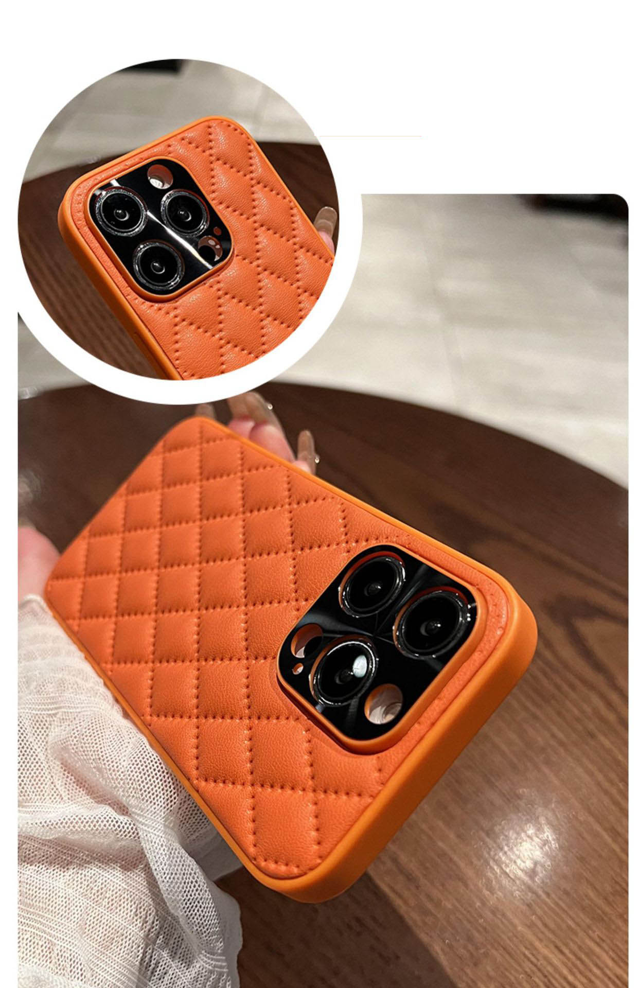 スマホケース 目を惹く菱格子模様テーマ 耐衝撃・防振性能に優れ、高級感あふれるスマホケースで、iPhone に対応