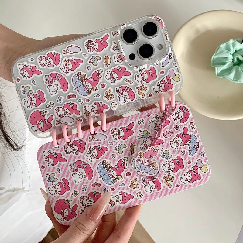 本型スマホケース ハローキティ テーマ 手帳型スマホケース キャラクターの柔らかい 折りたたみ式 ノート型 スマホケース iPhone に対応