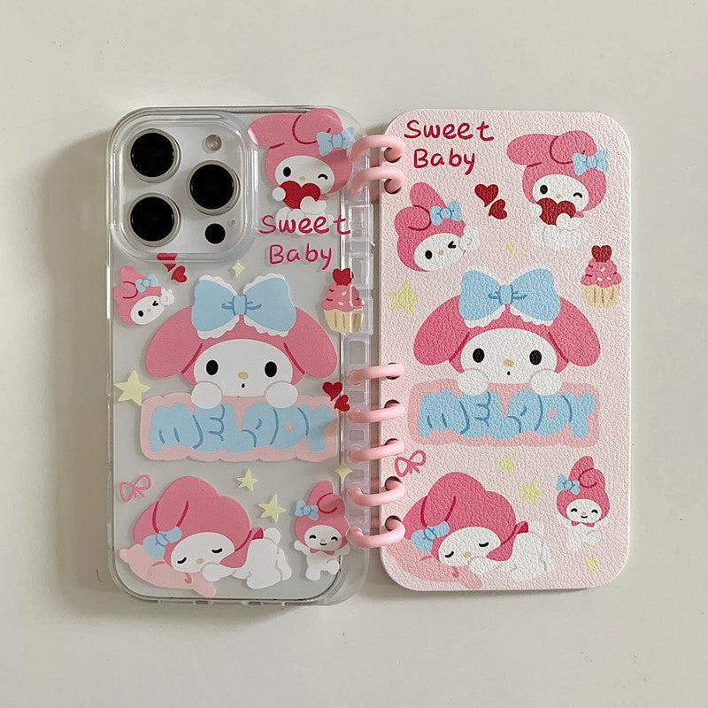 本型スマホケース ハローキティ デザイン  手帳型スマホケース キャラクターの柔らかい 折りたたみ式 ノート型 スマホケース iPhone に対応