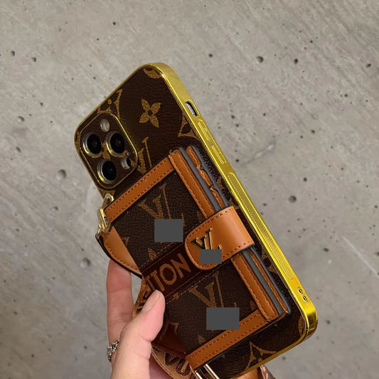 #410 スマホケース 紐付き カードケース付き 耐衝撃・防振性能に優れ、iPhone に対応