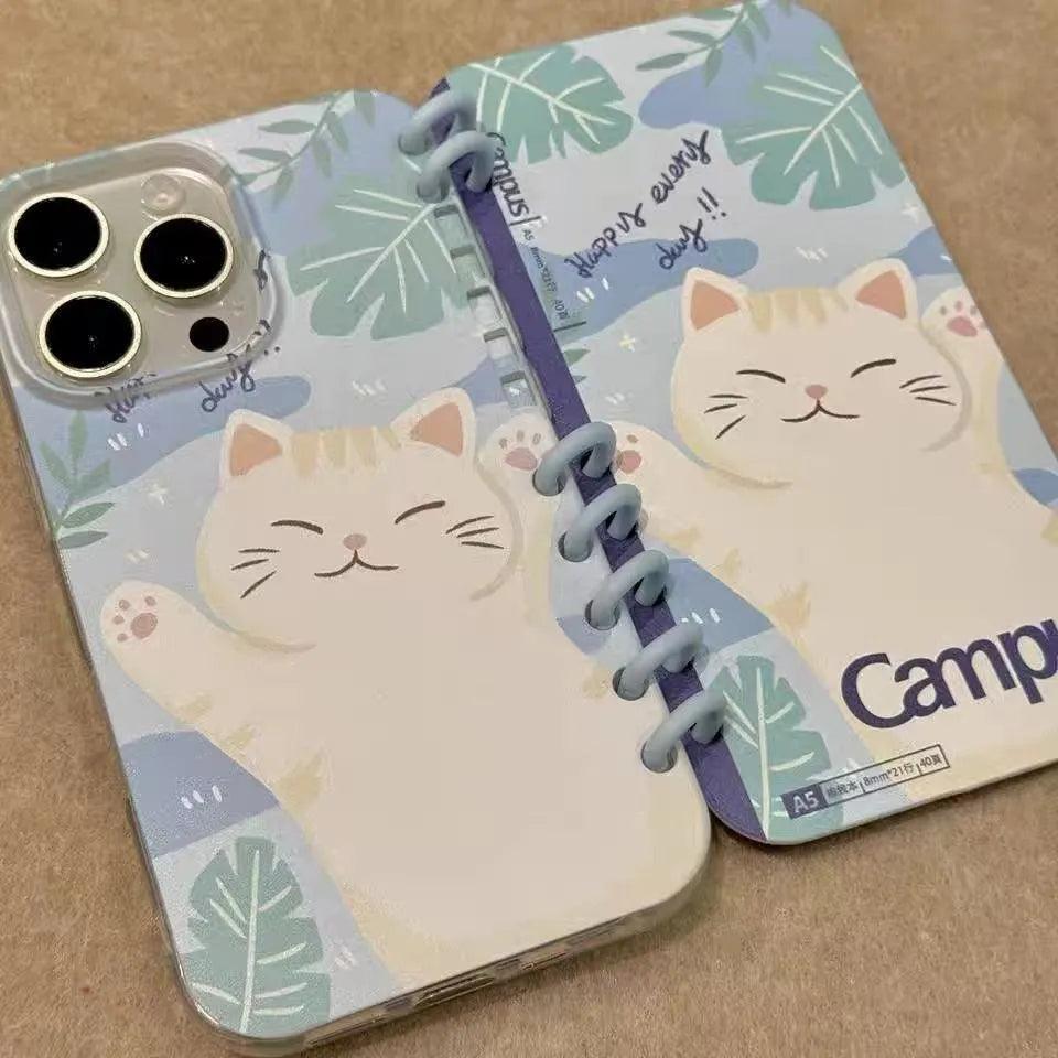 本型スマホケース 可愛い猫ちゃんテーマ 手帳型スマホケース キャラクターの柔らかい 折りたたみ式 ノート型 スマホケース  iPhone に対応