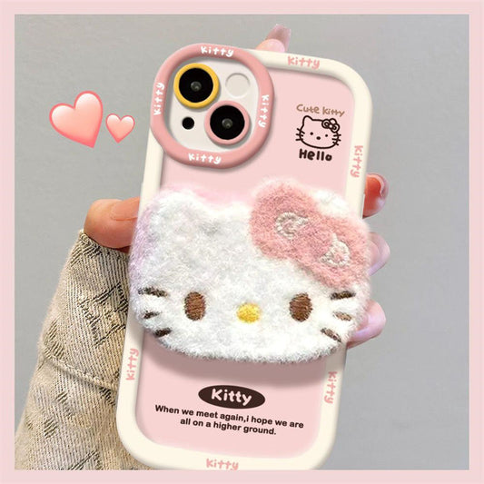 スマホケース  ポチポチとふわふわな浅粉のハローキティテーマ、  耐衝撃・防振性能に優れ、高級感あふれるスマホケースで、iPhone に対応