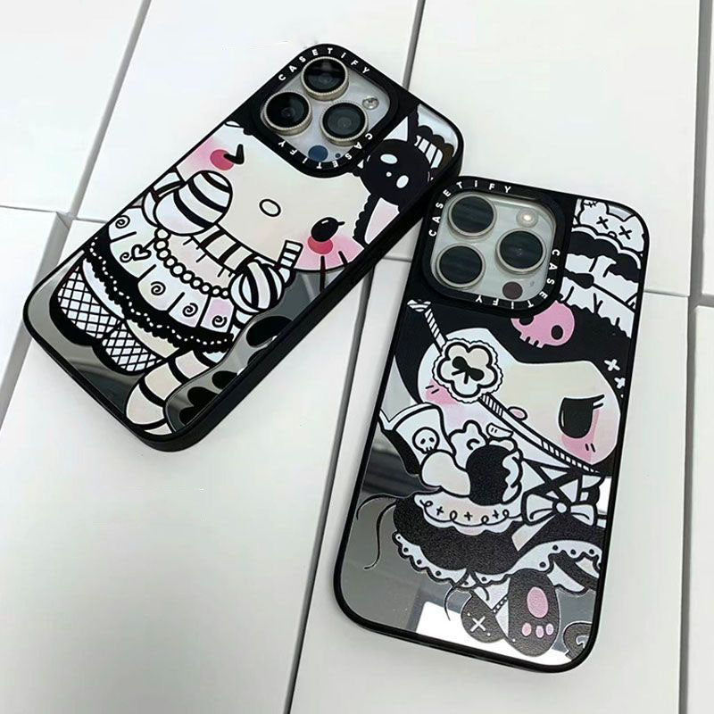 スマホケース ダークハローキティとクロミテーマ 耐衝撃・防振性能に優れ、高級感あふれるスマホケースで、iPhone に対応