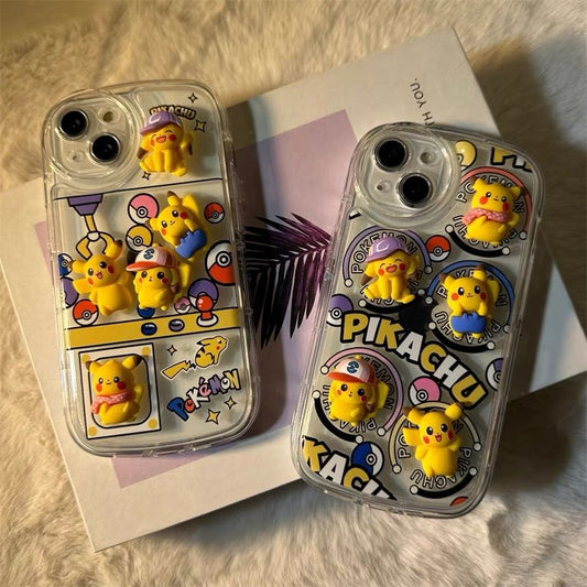 スマホケース  目を惹く立体満屏ピカチュウテーマ  耐衝撃・防振性能に優れ、高級感あふれるスマホケースで、iPhone に対応