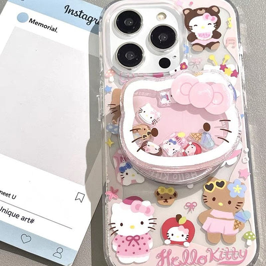 スマホケース  海辺をテーマにしたハローキティ磁石式スマホケース  耐衝撃・防振性能に優れ、高級感あふれるスマホケースで、iPhone に対応