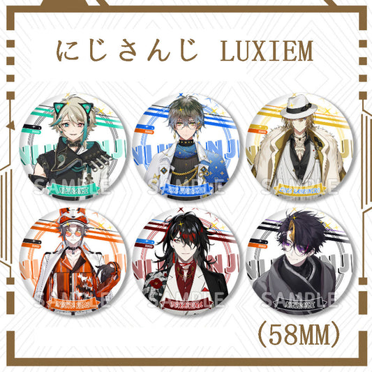 にじさんじ LUXIEM レーザーガラス缶バッジ 6 種セット|二次元グッズファン必携