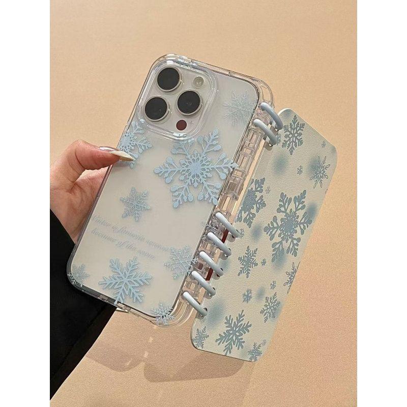 本型スマホケース 雪テーマ 手帳型スマホケース キャラクターの柔らかい 折りたたみ式 ノート型 スマホケース  iPhone に対応
