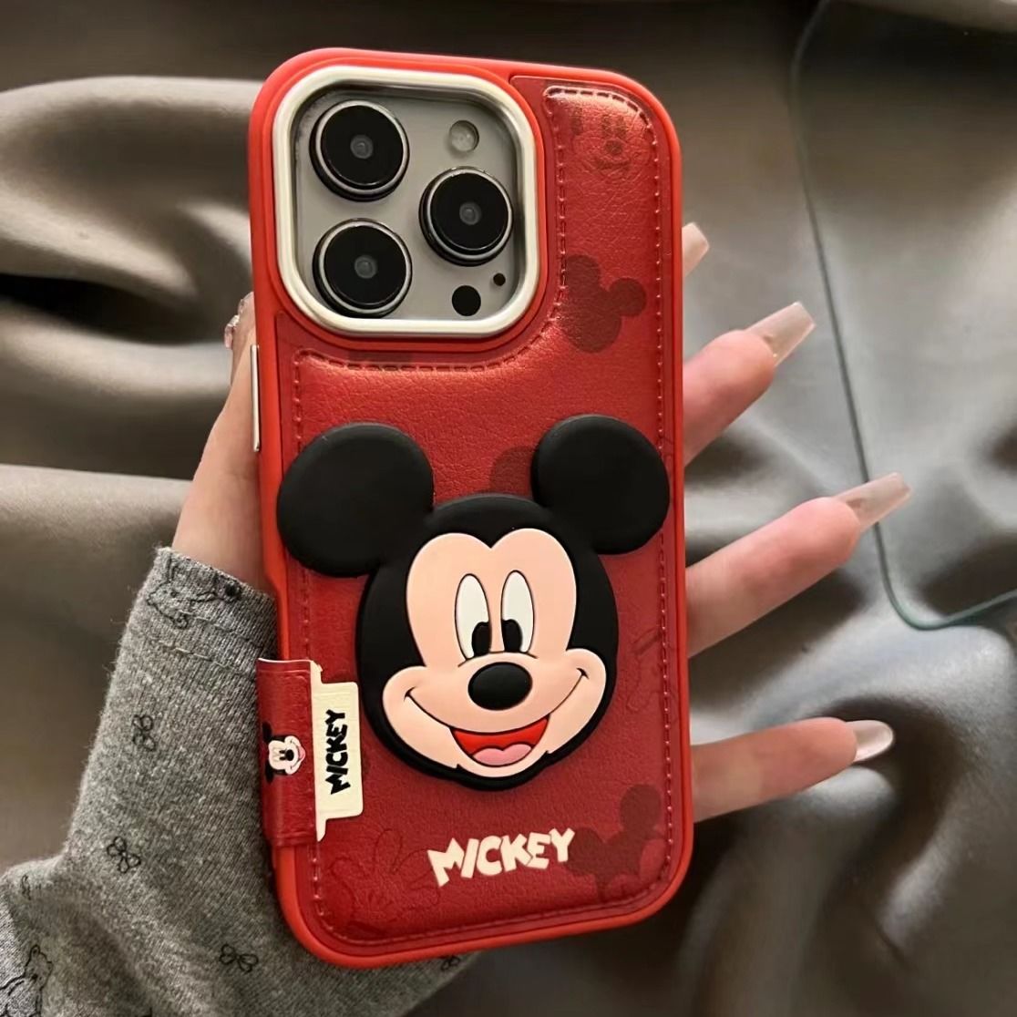 スマホケース  ミッキーマウスをテーマにした高品質なレザー製  耐衝撃・防振性能に優れ、高級感あふれるスマホケースで、iPhone に対応