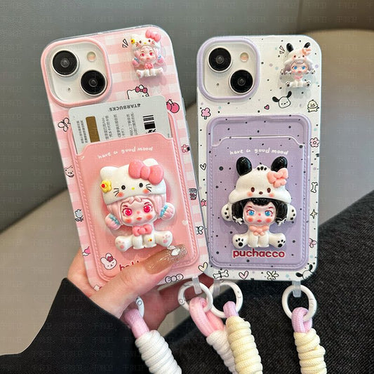 スマホケース  可愛らしさと実用性がマッチしたカードケース付きスマホケース!  耐衝撃・防振性能に優れ、高級感あふれるスマホケースで、iPhone に対応