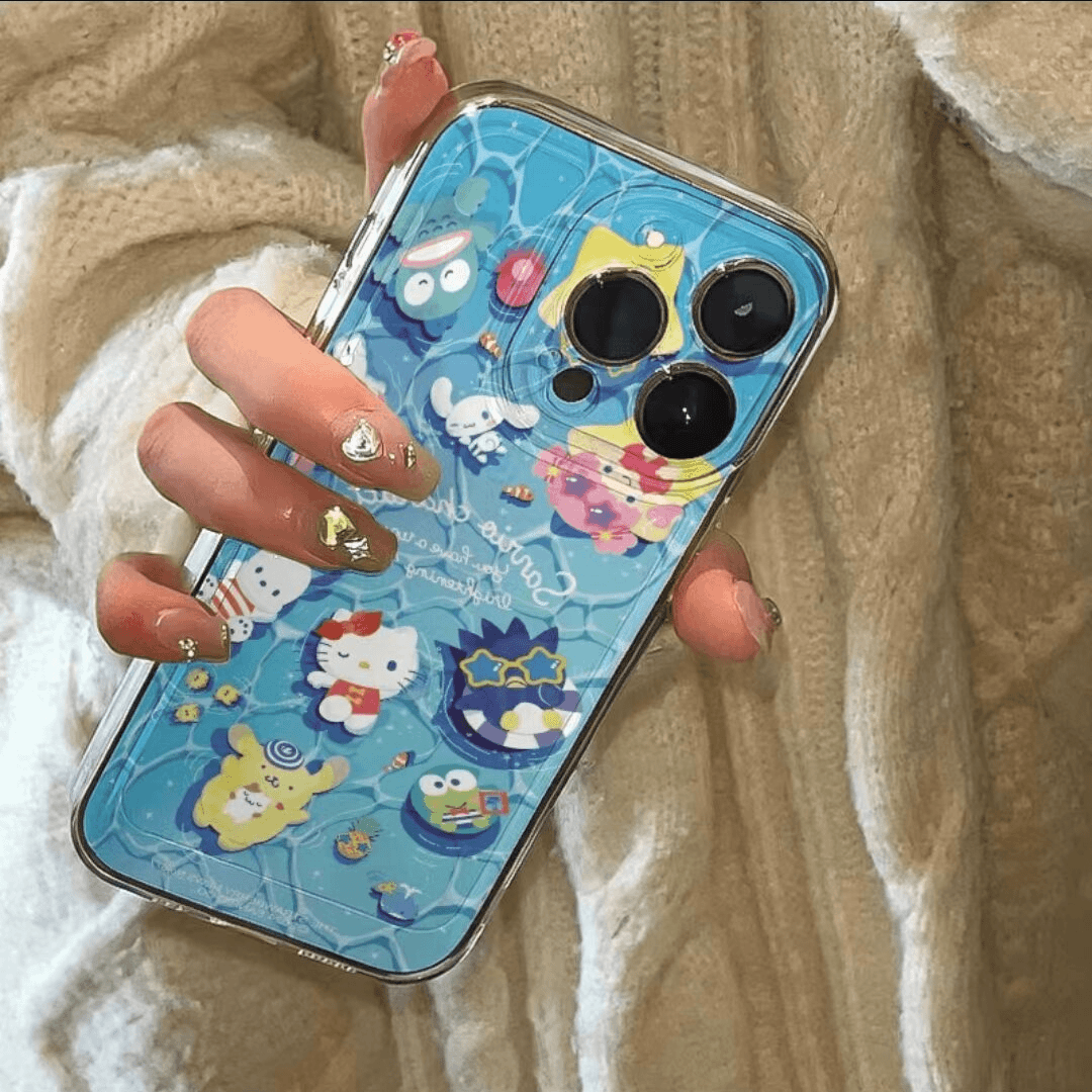 スマホケース  ハローキティと一緒に涼しい夏を楽しみましょう!、  耐衝撃・防振性能に優れ、高級感あふれるスマホケースで、iPhone に対応