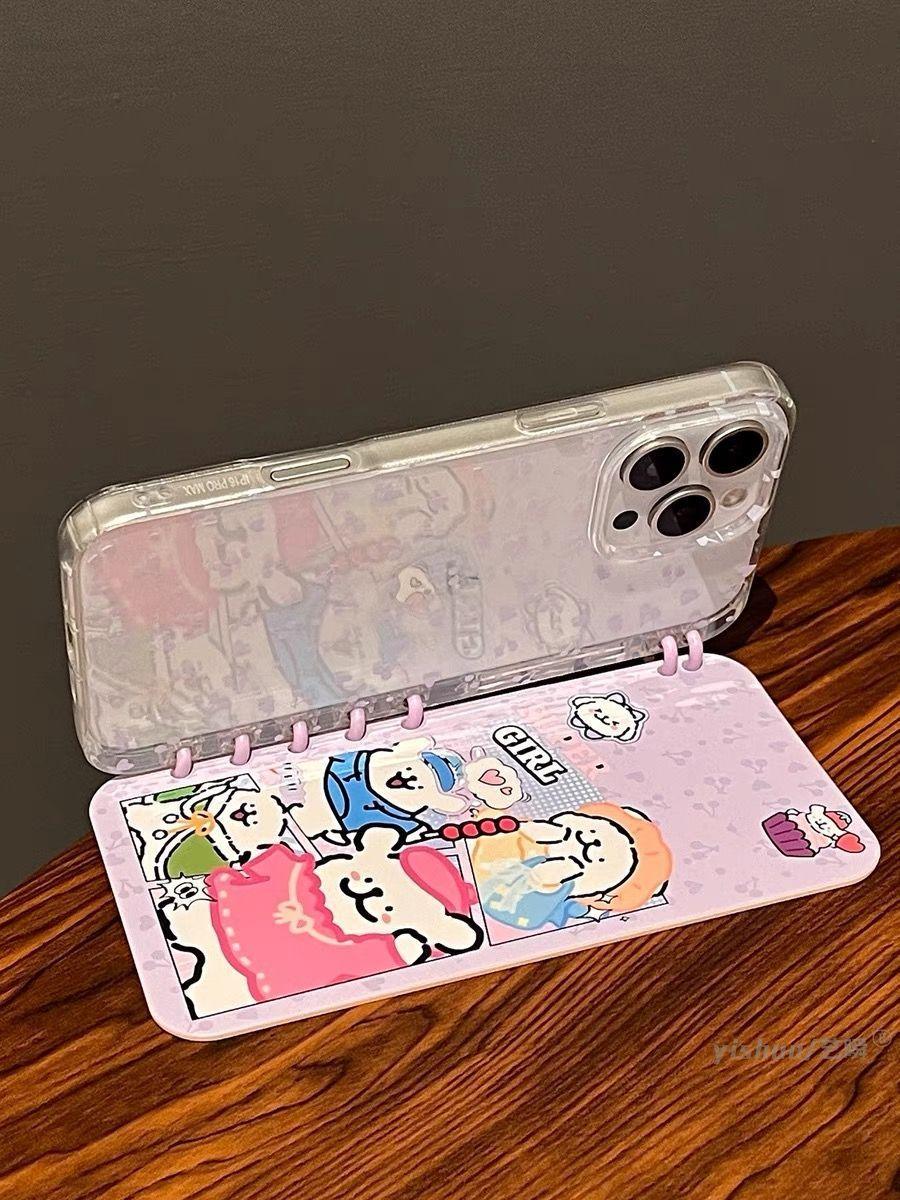 本型スマホケース 可愛いテーマ 手帳型スマホケース キャラクターの柔らかい 折りたたみ式 ノート型 スマホケース  iPhone に対応