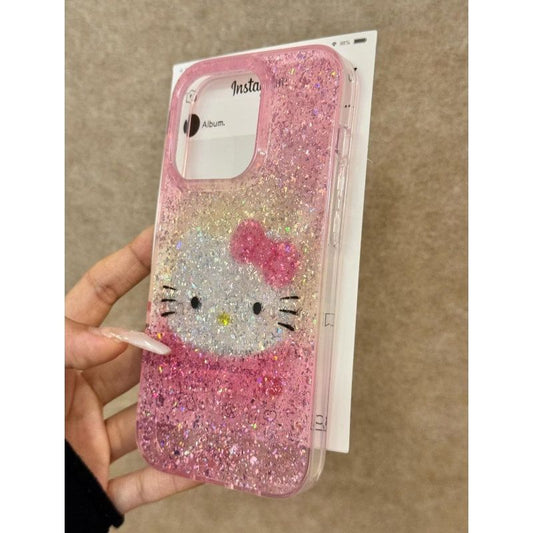 スマホケース  ハローキティがキラキラテーマ、  耐衝撃・防振性能に優れ、高級感あふれるスマホケースで、iPhone に対応