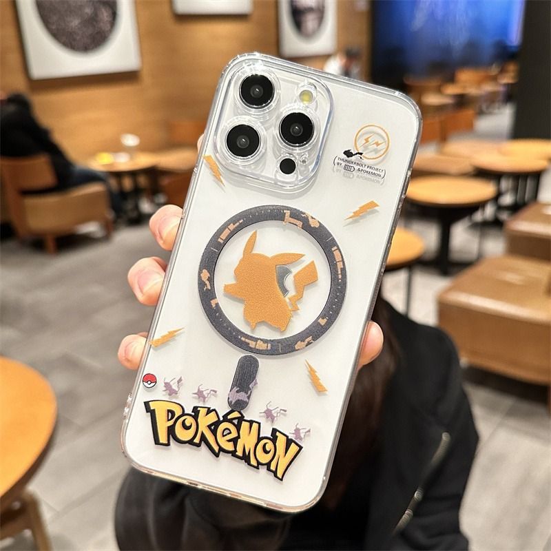 スマホケース 人気ポケモン「ピカチュウ」が大活躍!マグネットスマホケース 耐衝撃・防振性能に優れ、高級感あふれるスマホケースで、iPhone に対応