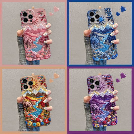 スマホケース  移り変わる四季の山川テーマ、  耐衝撃・防振性能に優れ、高級感あふれるスマホケースで、iPhone に対応