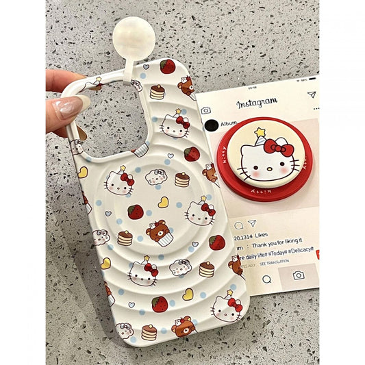 スマホケース  誕生日ハットをかぶったハローキティ  磁石式スタンド  耐衝撃・防振性能に優れ、高級感あふれるスマホケースで、iPhone に対応