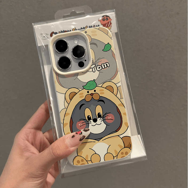 スマホケース  パジャマ姿のジェリーとトムをモチーフ  耐衝撃・防振性能に優れ、高級感あふれるスマホケースで、iPhone に対応