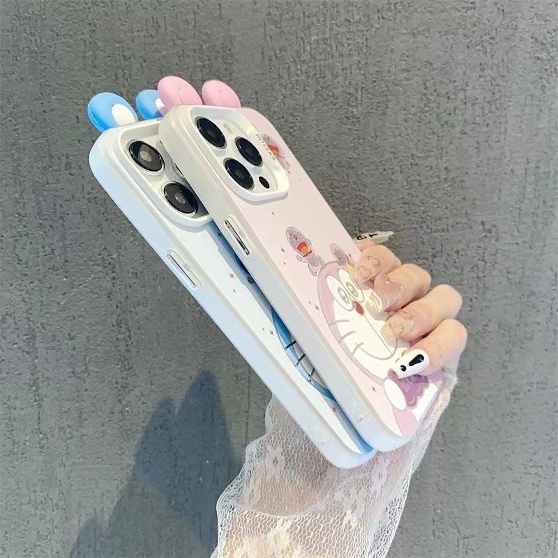 スマホケース  超可愛い耳のついたドラえもんテーマ、  耐衝撃・防振性能に優れ、高級感あふれるスマホケースで、iPhone に対応