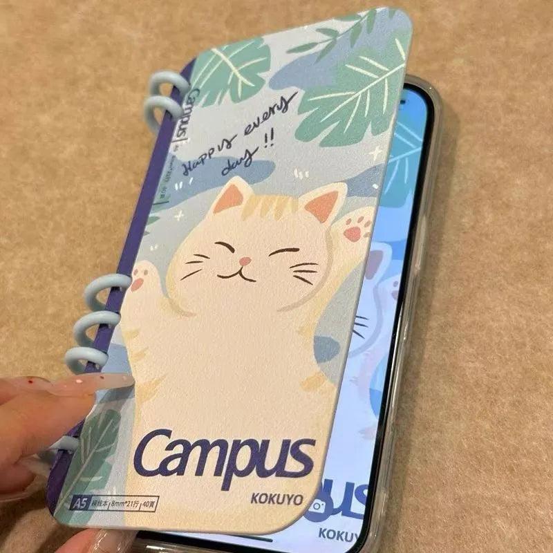 本型スマホケース 可愛い猫ちゃんテーマ 手帳型スマホケース キャラクターの柔らかい 折りたたみ式 ノート型 スマホケース  iPhone に対応