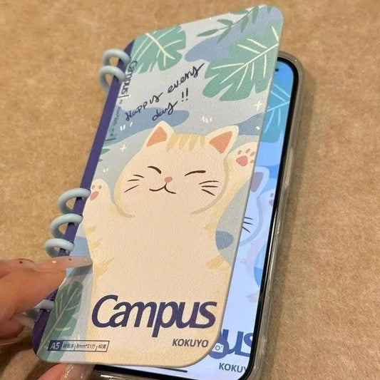 本型スマホケース 可愛い猫ちゃんテーマ 手帳型スマホケース キャラクターの柔らかい 折りたたみ式 ノート型 スマホケース  iPhone に対応