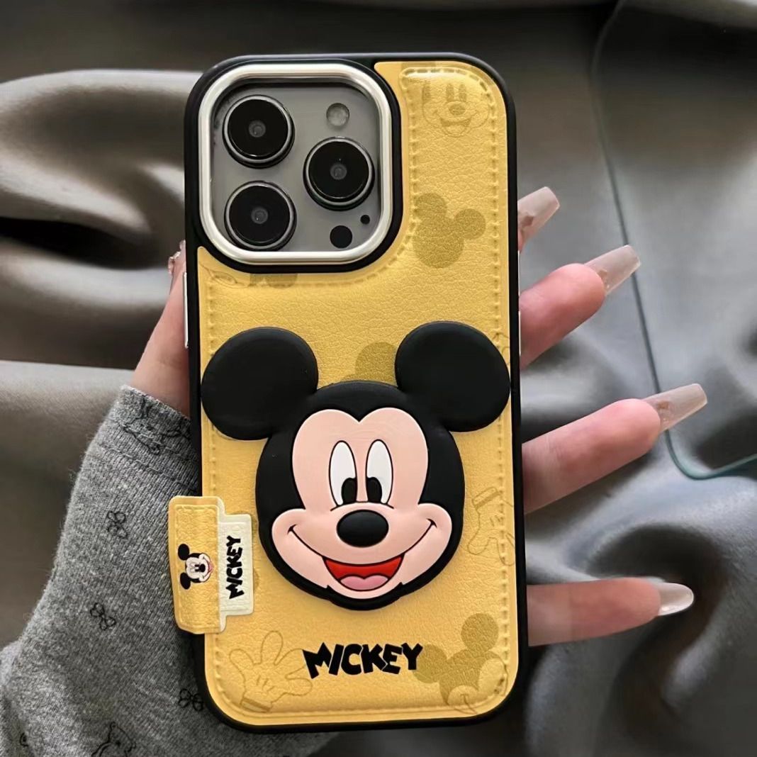 スマホケース  ミッキーマウスをテーマにした高品質なレザー製  耐衝撃・防振性能に優れ、高級感あふれるスマホケースで、iPhone に対応