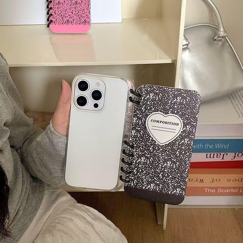 本型スマホケース ハートテーマ 手帳型スマホケース キャラクターの柔らかい 折りたたみ式 ノート型 スマホケース iPhone に対応