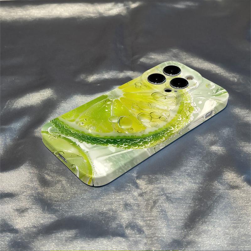 スマホケース  泡立つレモンソーダ 、涼しさがパチンと炸裂!  耐衝撃・防振性能に優れ、高級感あふれるスマホケースで、iPhone に対応