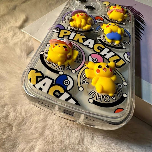 スマホケース  目を惹く立体満屏ピカチュウテーマ  耐衝撃・防振性能に優れ、高級感あふれるスマホケースで、iPhone に対応
