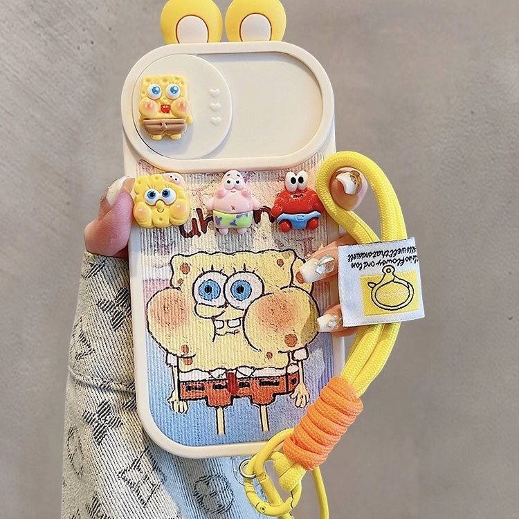 スマホケース  目を引く立体のスパンキング・グレイドとパトリックが、あなたのスマホを個性的に彩ります!  耐衝撃・防振性能に優れ、高級感あふれるスマホケースで、iPhone に対応