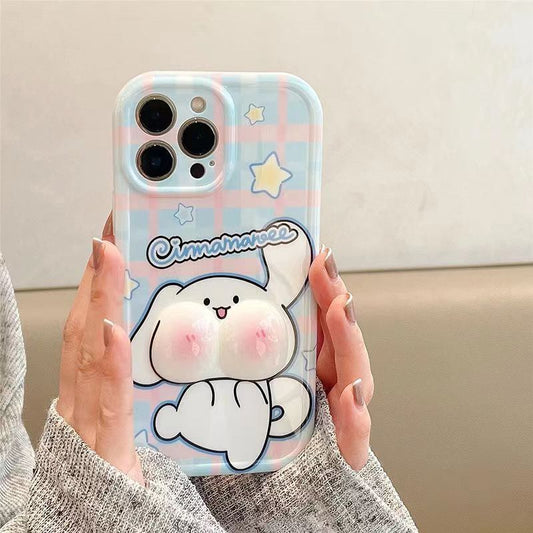 スマホケース  シナモロールとメロディー顔が立体的スマホケース  耐衝撃・防振性能に優れ、高級感あふれるスマホケースで、iPhone に対応