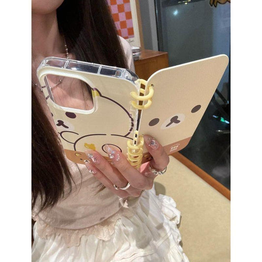 本型スマホケース 可愛いテーマ 手帳型スマホケース キャラクターの柔らかい 折りたたみ式 ノート型 スマホケース  iPhone に対応