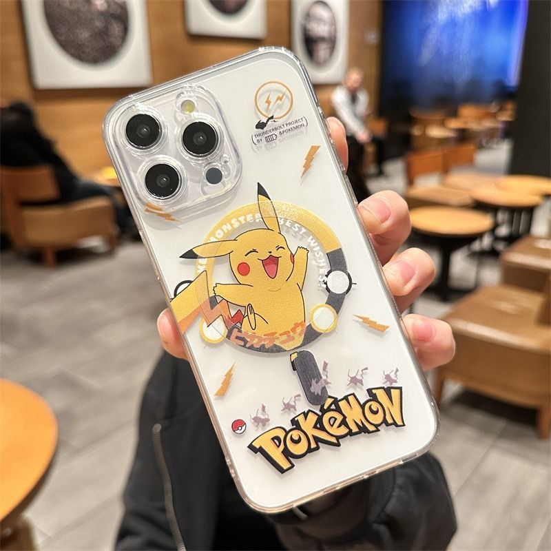 スマホケース 人気ポケモン「ピカチュウ」が大活躍!マグネットスマホケース 耐衝撃・防振性能に優れ、高級感あふれるスマホケースで、iPhone に対応