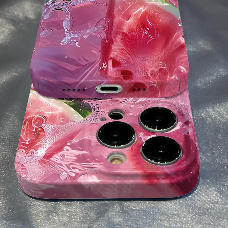 スマホケース  一口食べたくなるスイカがスマホを包み込む!、  耐衝撃・防振性能に優れ、高級感あふれるスマホケースで、iPhone に対応