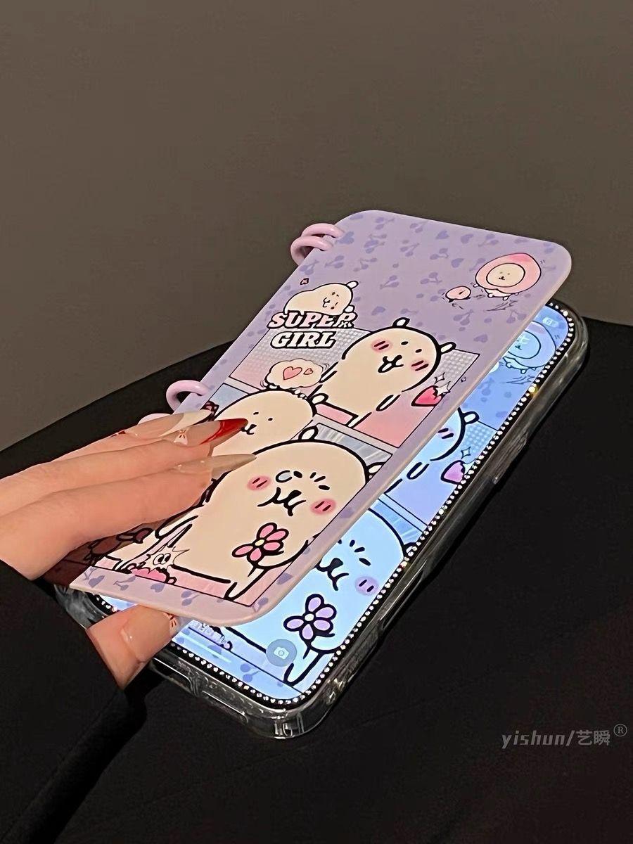 本型スマホケース 可愛いテーマ 手帳型スマホケース キャラクターの柔らかい 折りたたみ式 ノート型 スマホケース  iPhone に対応