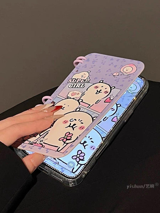 本型スマホケース 可愛いテーマ 手帳型スマホケース キャラクターの柔らかい 折りたたみ式 ノート型 スマホケース  iPhone に対応