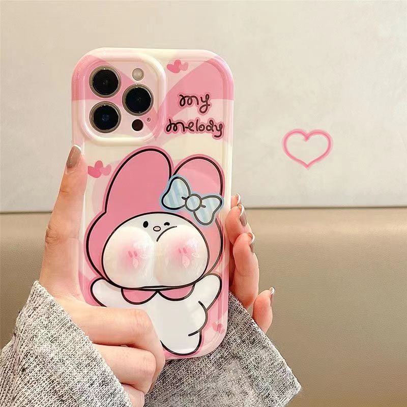 スマホケース シナモロールとメロディー顔が立体的スマホケース 耐衝撃・防振性能に優れ、高級感あふれるスマホケースで、iPhone に対応