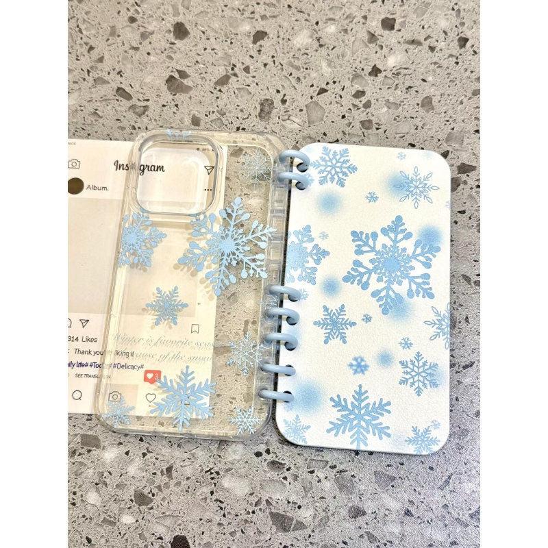 本型スマホケース 雪テーマ 手帳型スマホケース キャラクターの柔らかい 折りたたみ式 ノート型 スマホケース  iPhone に対応