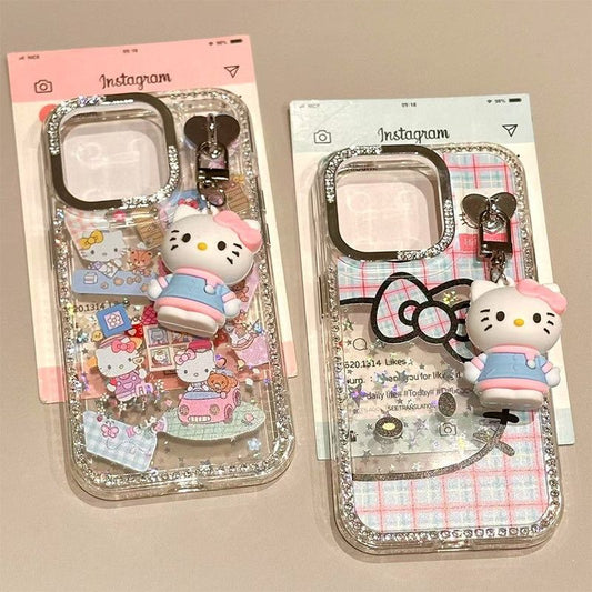 スマホケース  ハローキティが宝石の輝きで煌めく豪華スマホケース登場!  耐衝撃・防振性能に優れ、高級感あふれるスマホケースで、iPhone に対応