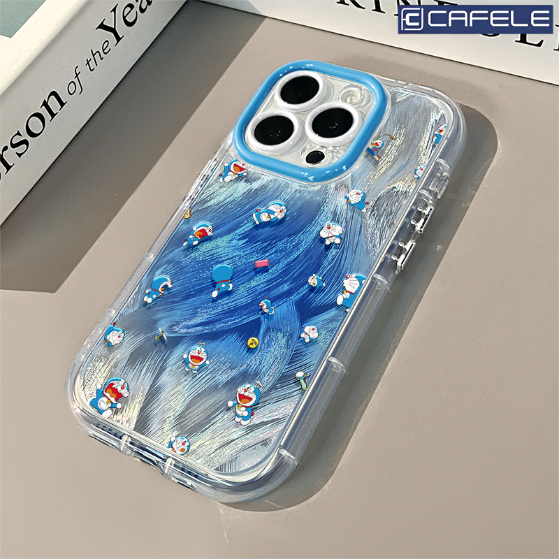 スマホケース  ドラえもんのブレンドテーマ、  耐衝撃・防振性能に優れ、高級感あふれるスマホケースで、iPhone に対応