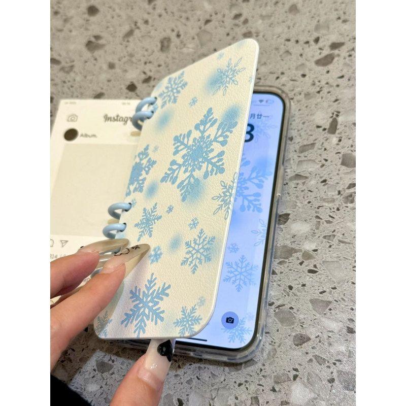 本型スマホケース 雪テーマ 手帳型スマホケース キャラクターの柔らかい 折りたたみ式 ノート型 スマホケース  iPhone に対応